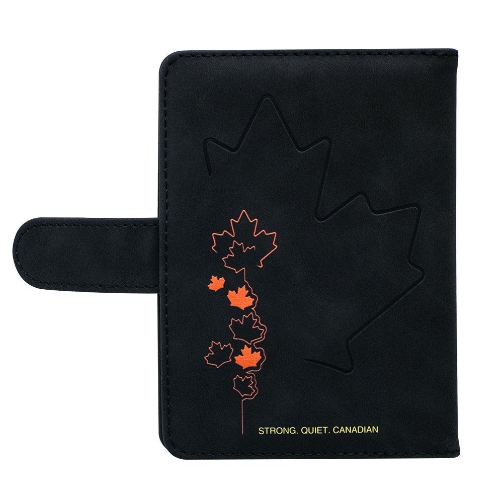 Passport holder with magnetic buckle with logo Never 51-Black