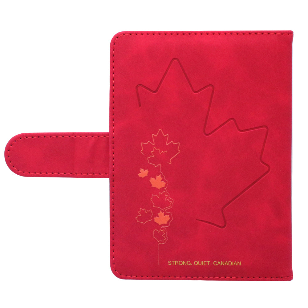 Passport holder with magnetic buckle with logo Never 51-Red