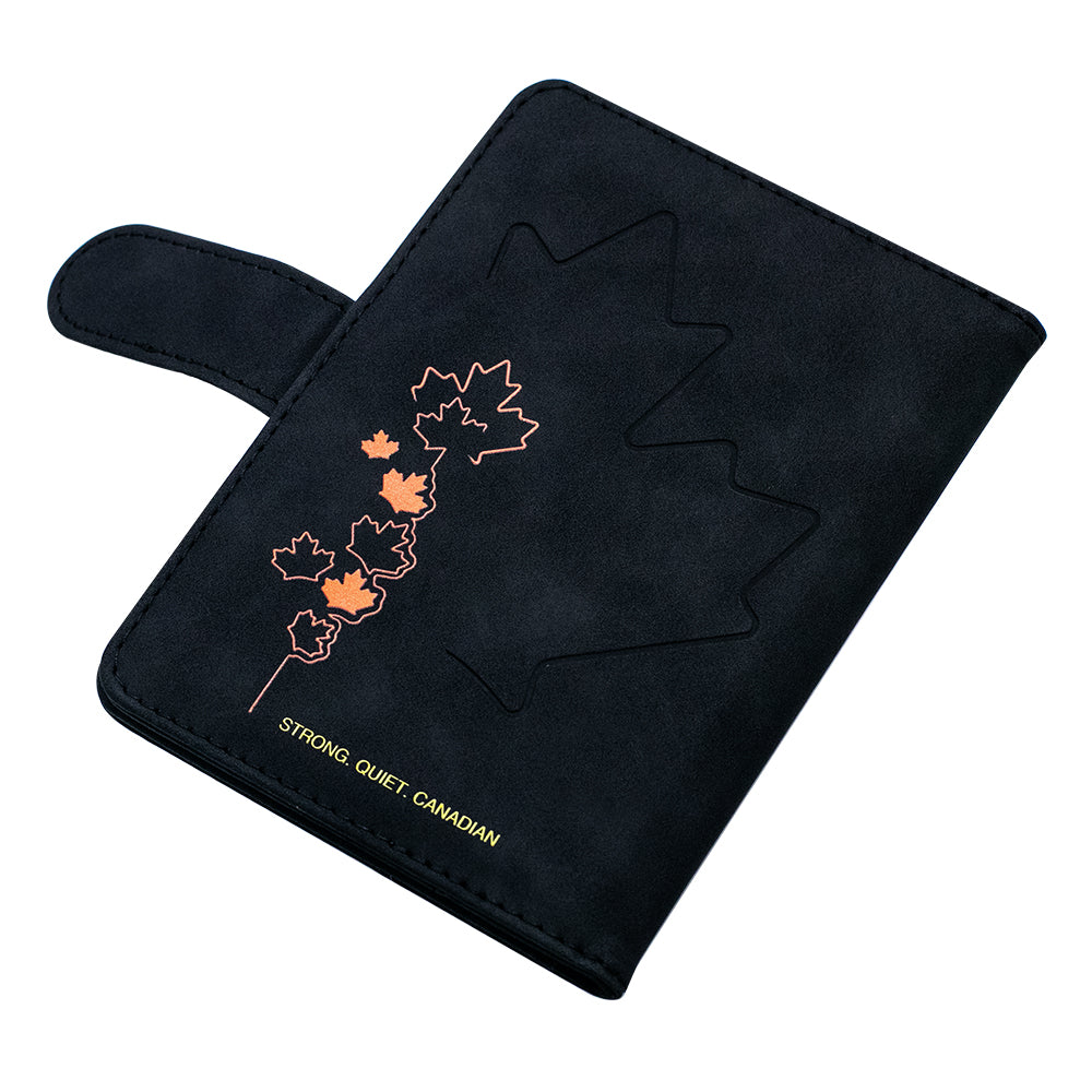 Passport holder with magnetic buckle with logo Never 51-Black