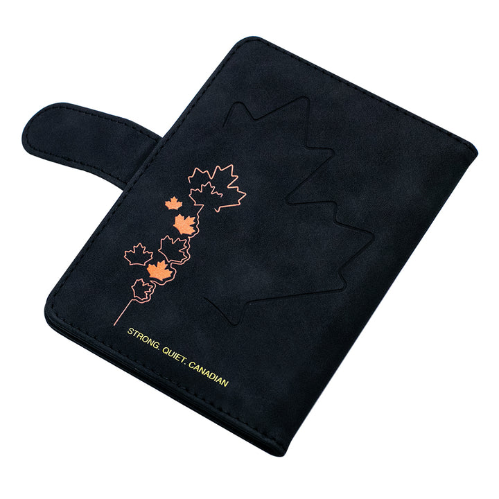 Passport holder with magnetic buckle with logo Never 51-Black
