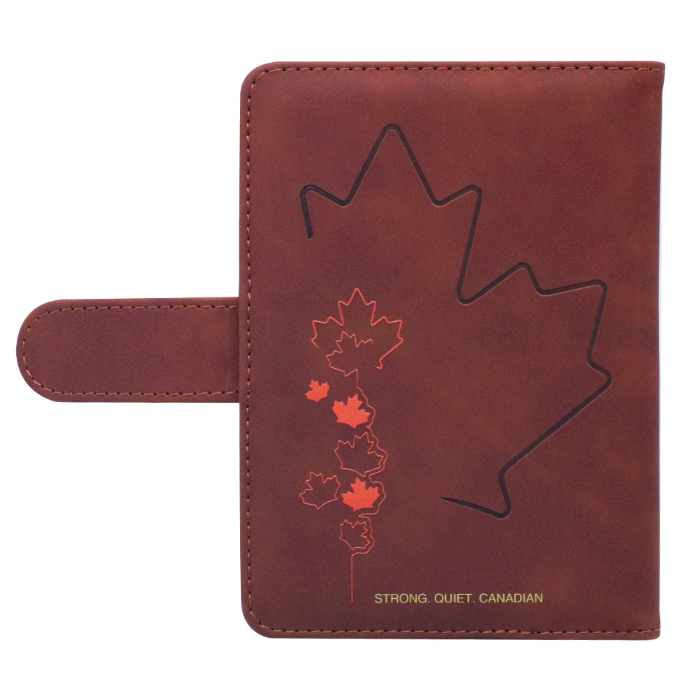 Passport holder with magnetic buckle with logo Never 51-Brown color