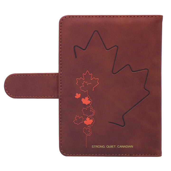 Passport holder with magnetic buckle with logo Never 51-Brown color