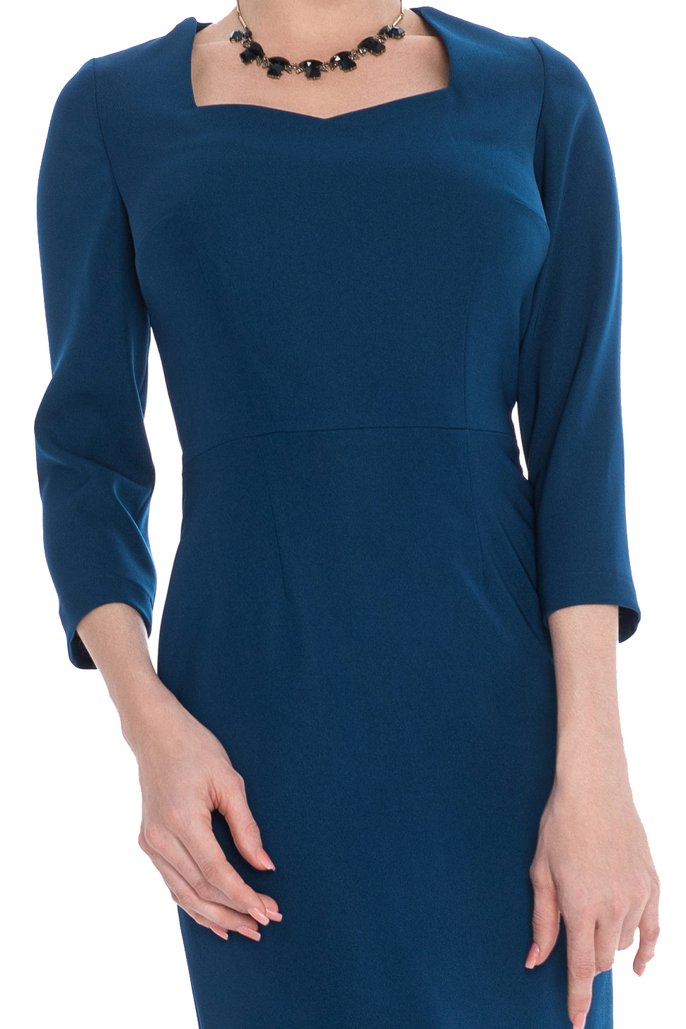 Sheath Dress, Semi-Fitted with Lined Bodice-Blue