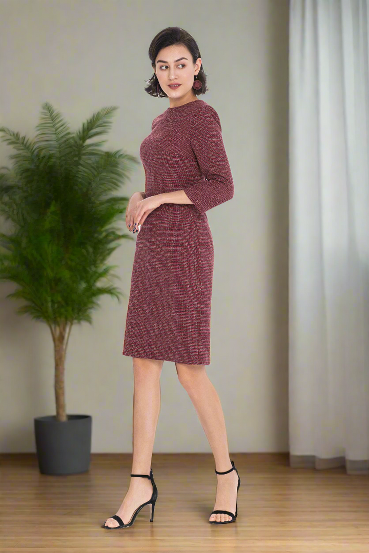 Sheath Dress, Semi-Fitted with Round Neck