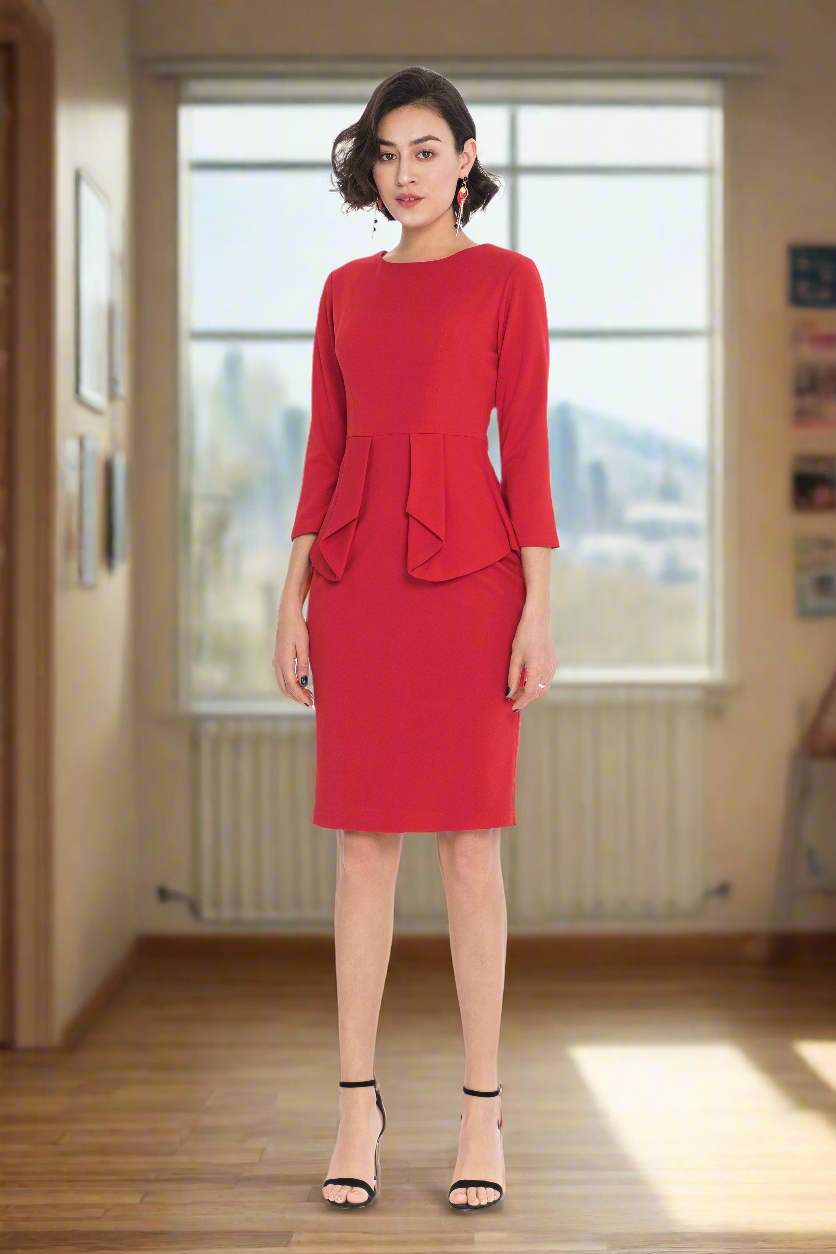Work Office Peplum Silhouette Dress ALANTINO Work Office Peplum Silhouette Dress ALANTINO