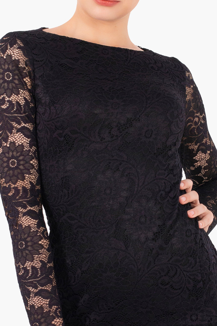 Pencil lace dress-Black