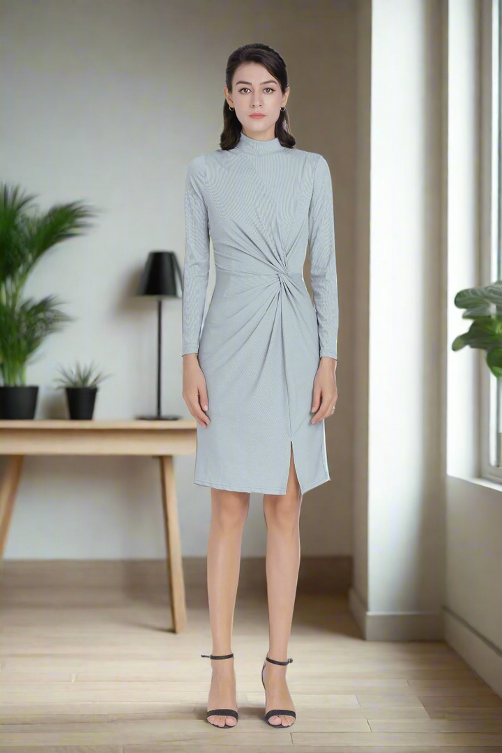 Twisted-Knot Dress-Light Blue