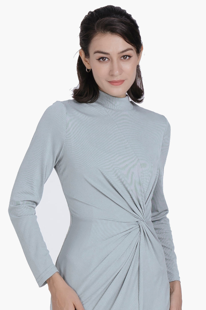 Twisted-Knot Dress-Light Blue