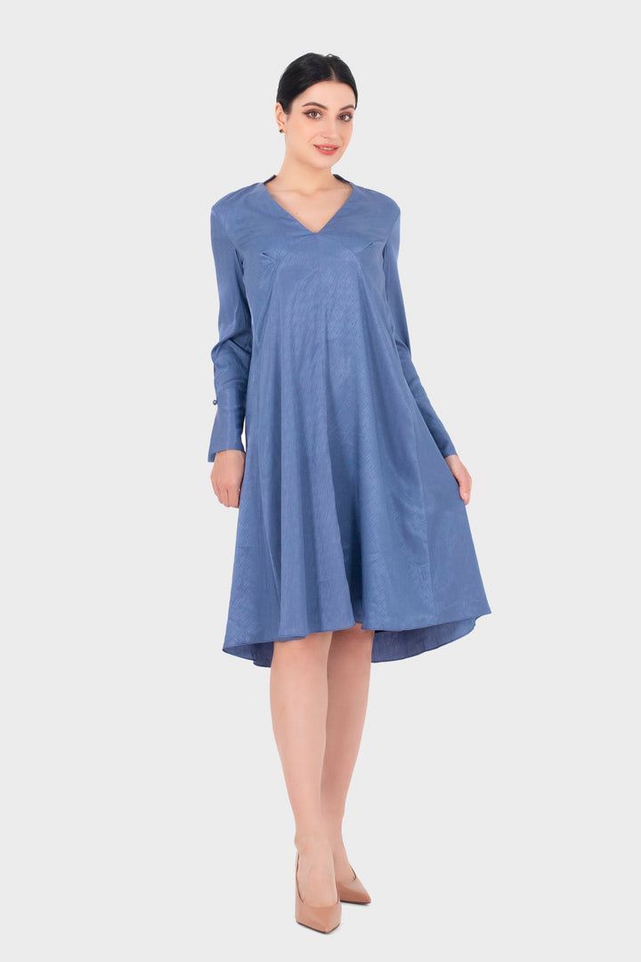 Vestido alto-bajo, cremallera holgada