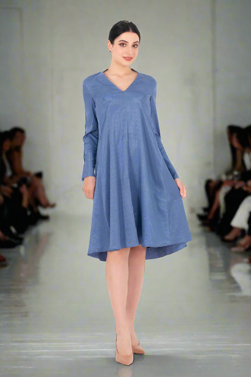 High-Low dress, loose fitting zipper