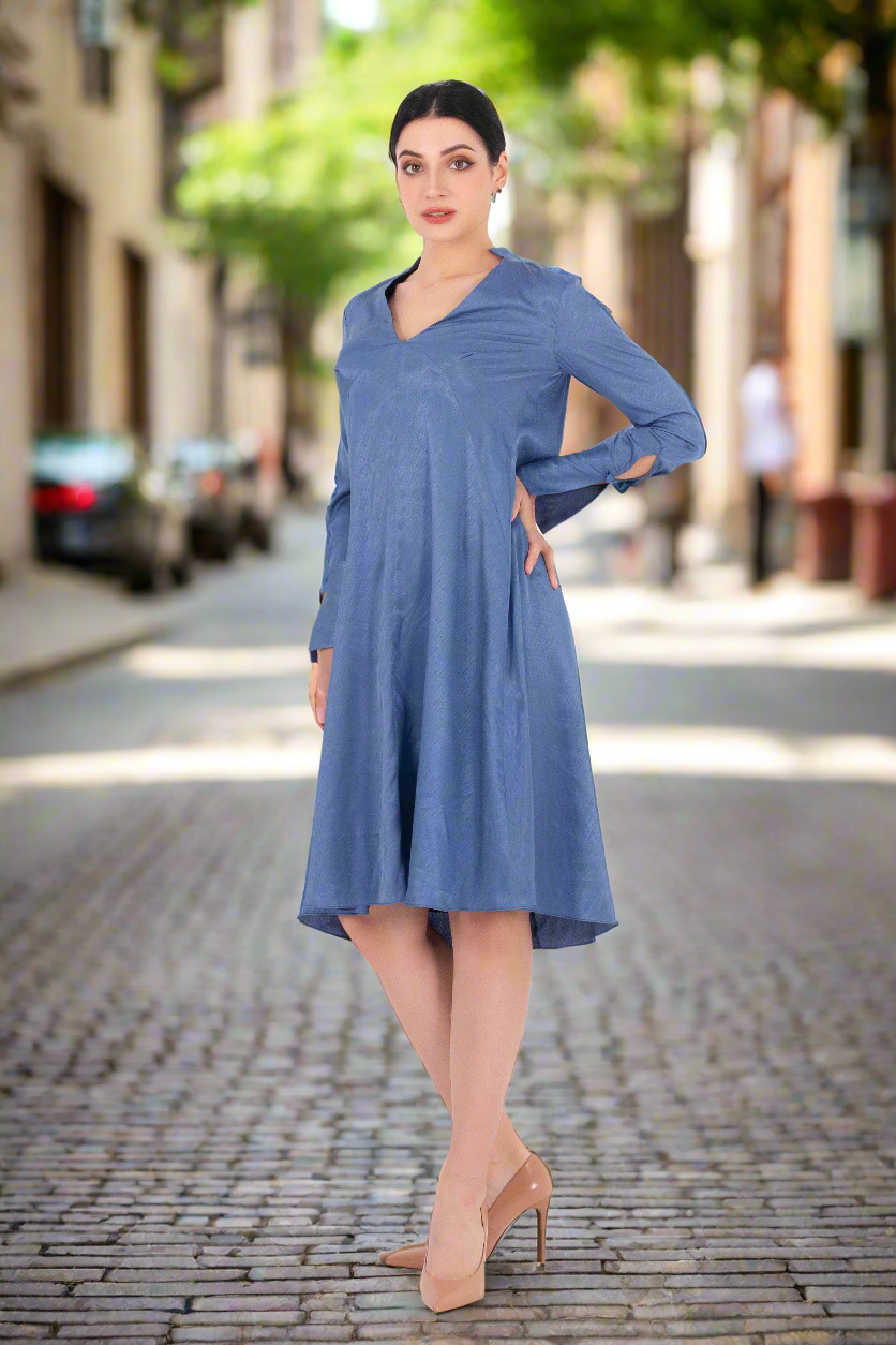 High-Low dress, loose fitting zipper