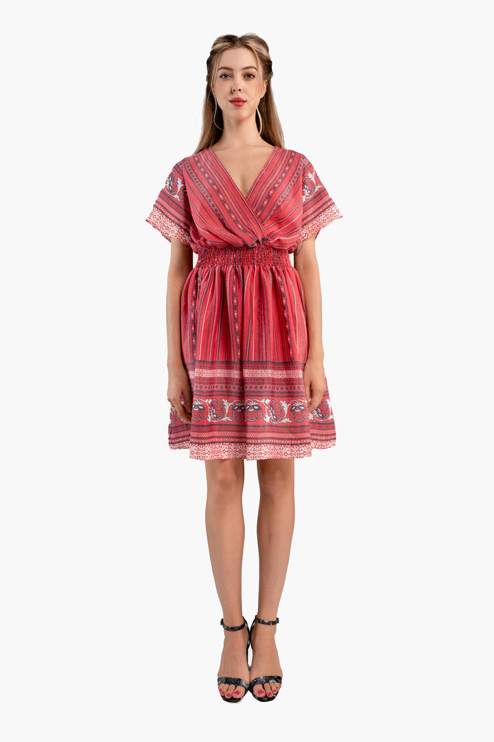 Stripe Printed Crepe Midi Dress