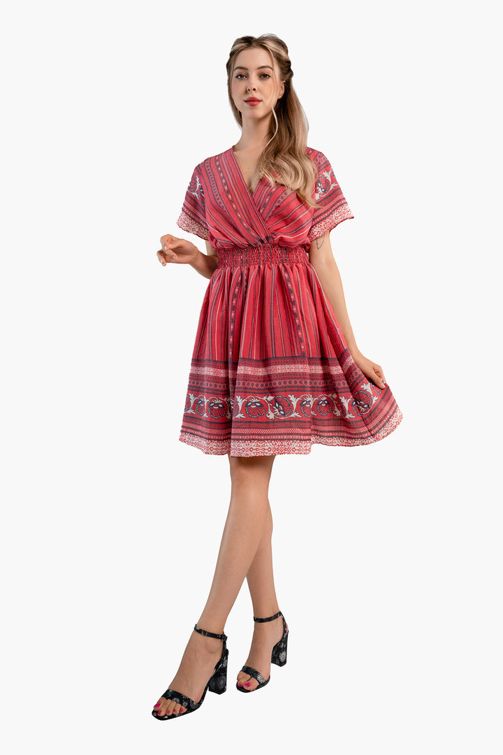 Stripe Printed Crepe Midi Dress