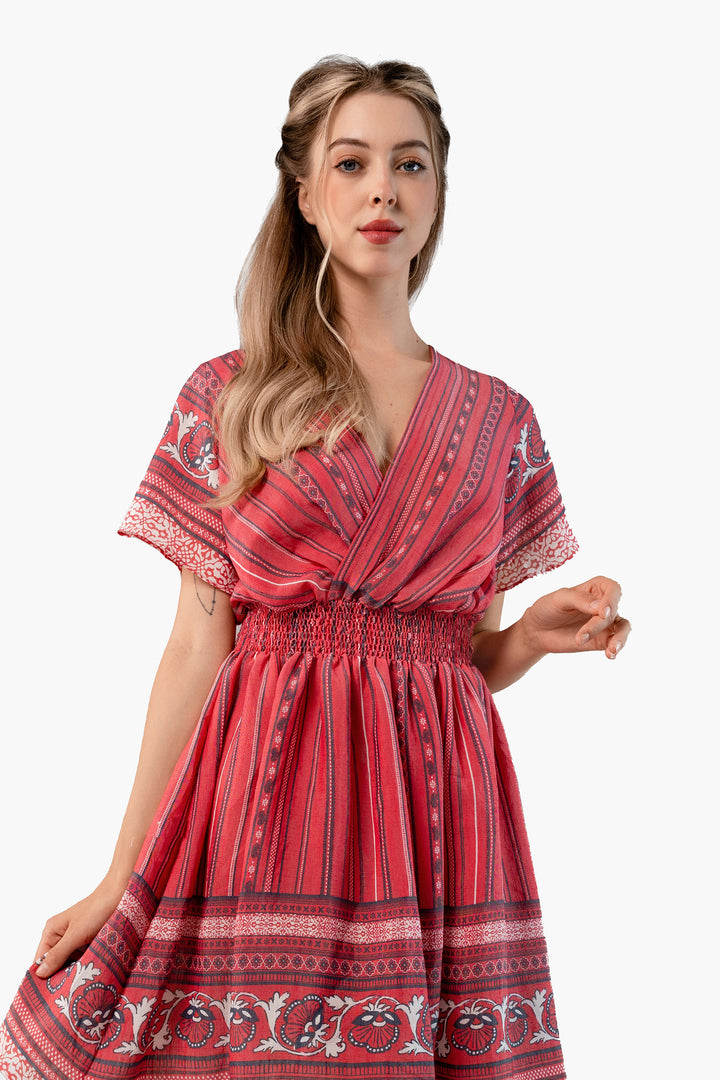 Stripe Printed Crepe Midi Dress