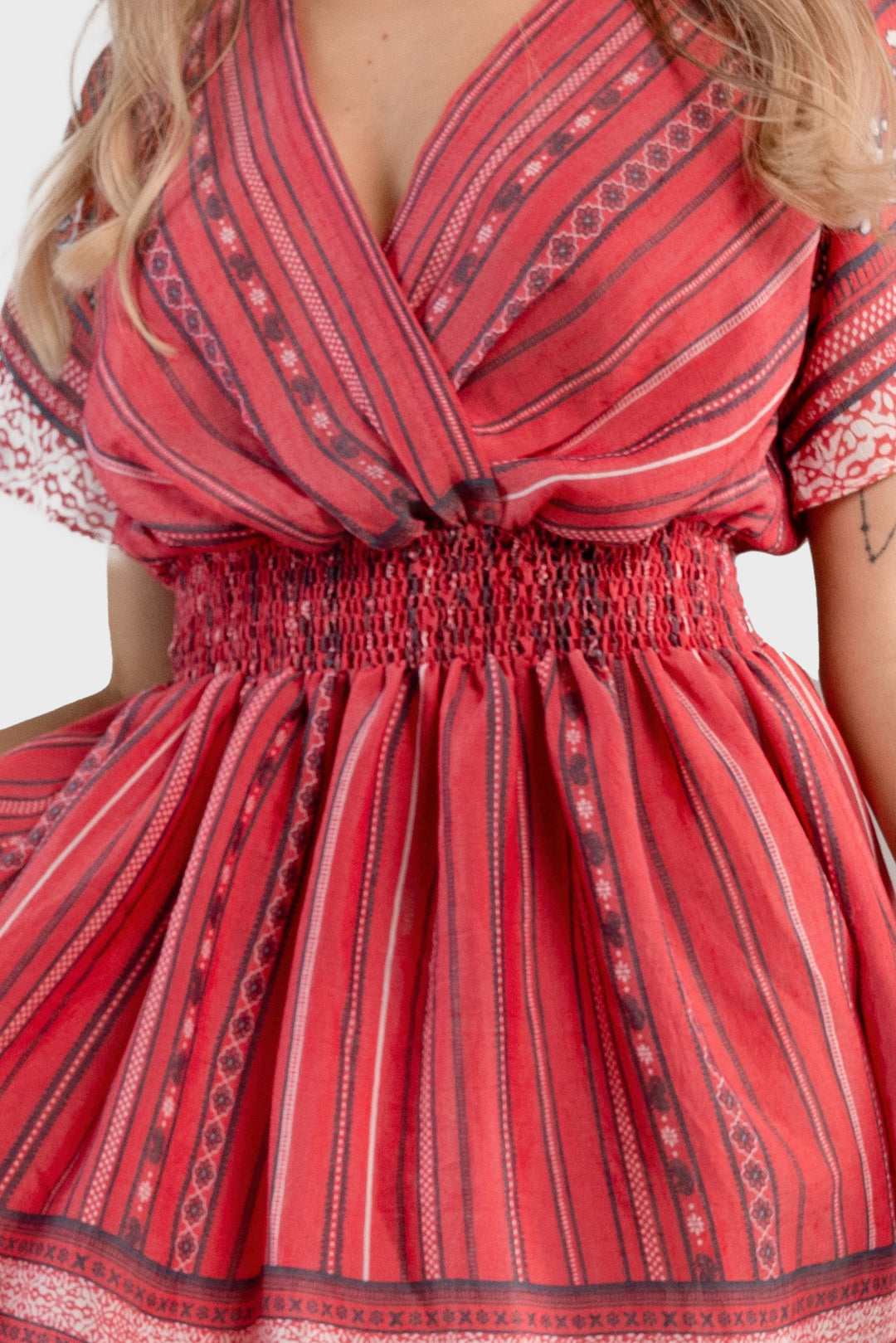 Stripe Printed Crepe Midi Dress