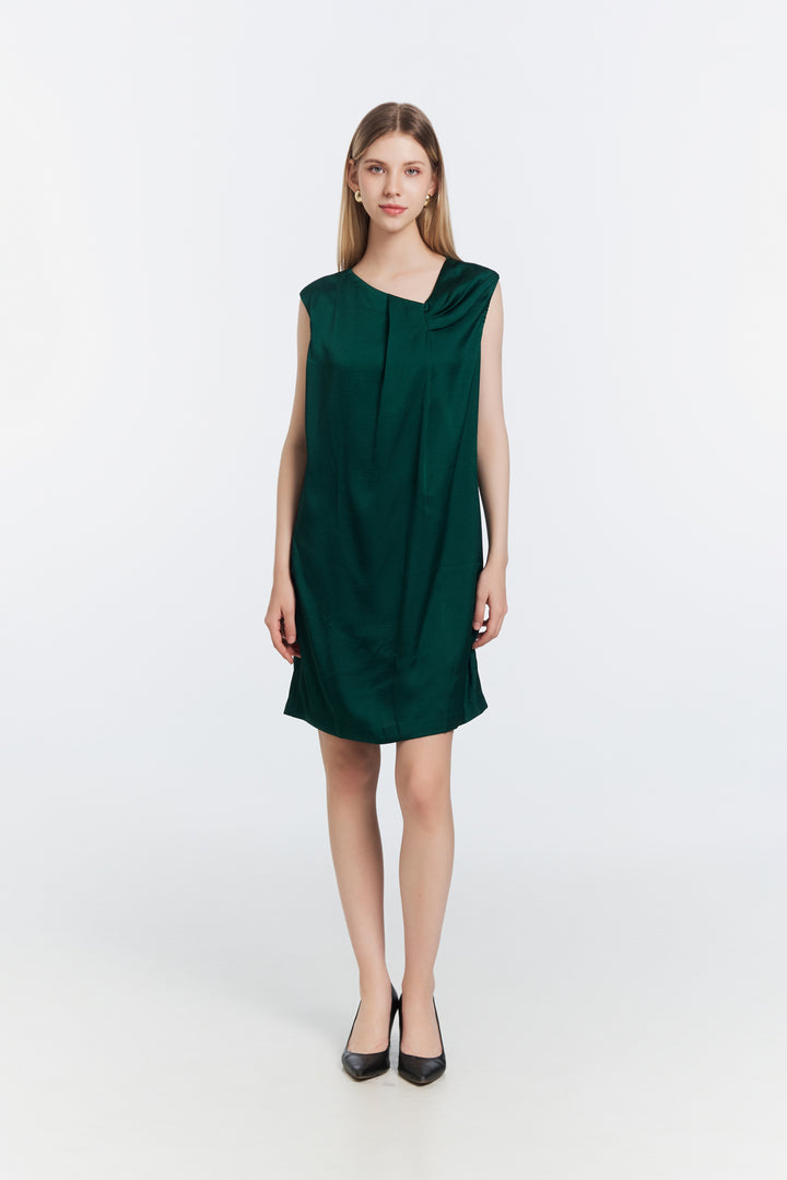 Satin shif dress-Green