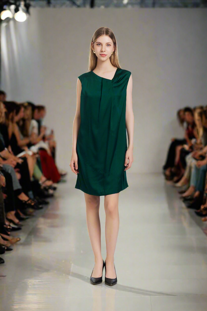 Satin shif dress-Green