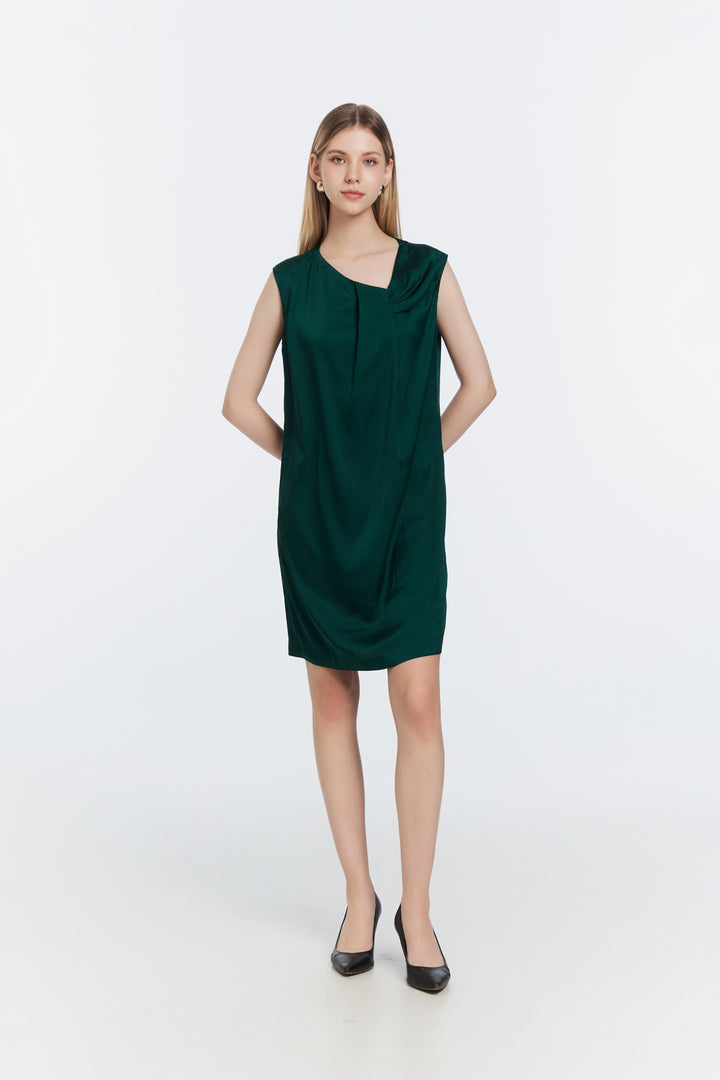 Satin shif dress-Green