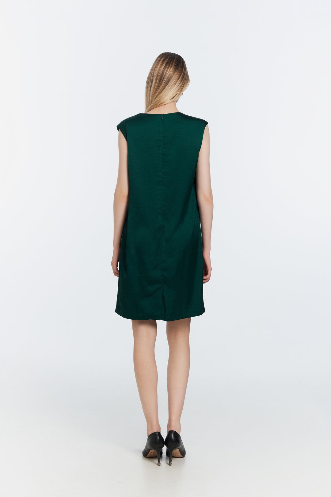 Satin shif dress-Green