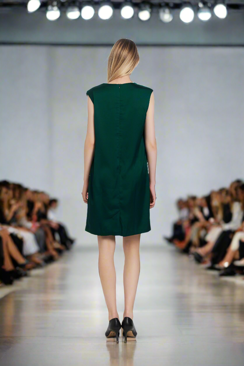 Satin shif dress-Green