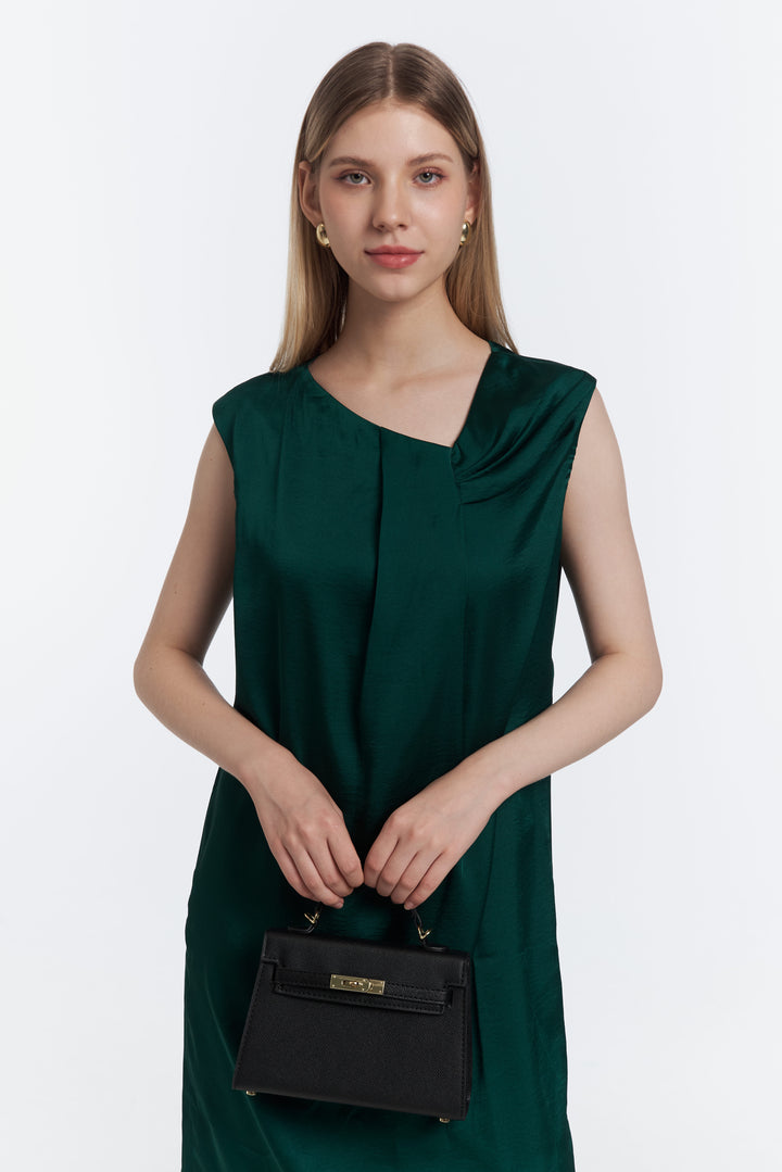 Satin shif dress-Green