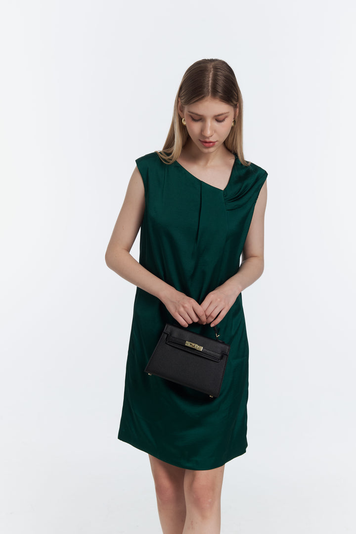 Satin shif dress-Green