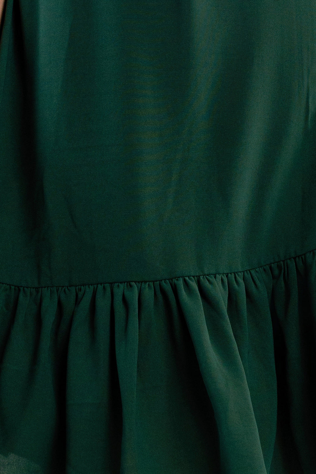 Pleated Flutter-Sleeve Dress-Dark green