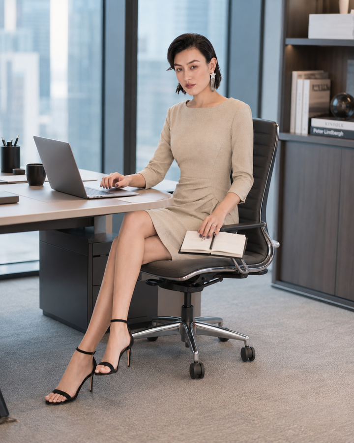 Elara Pleated Waist Sheath Dress