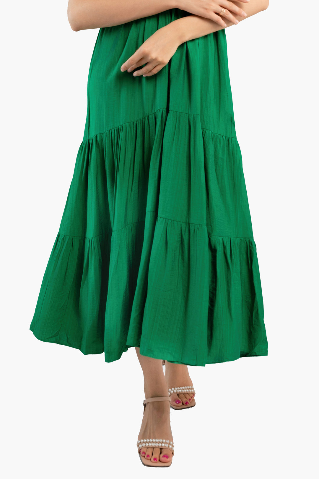 Midi Trapeze Dress-Green