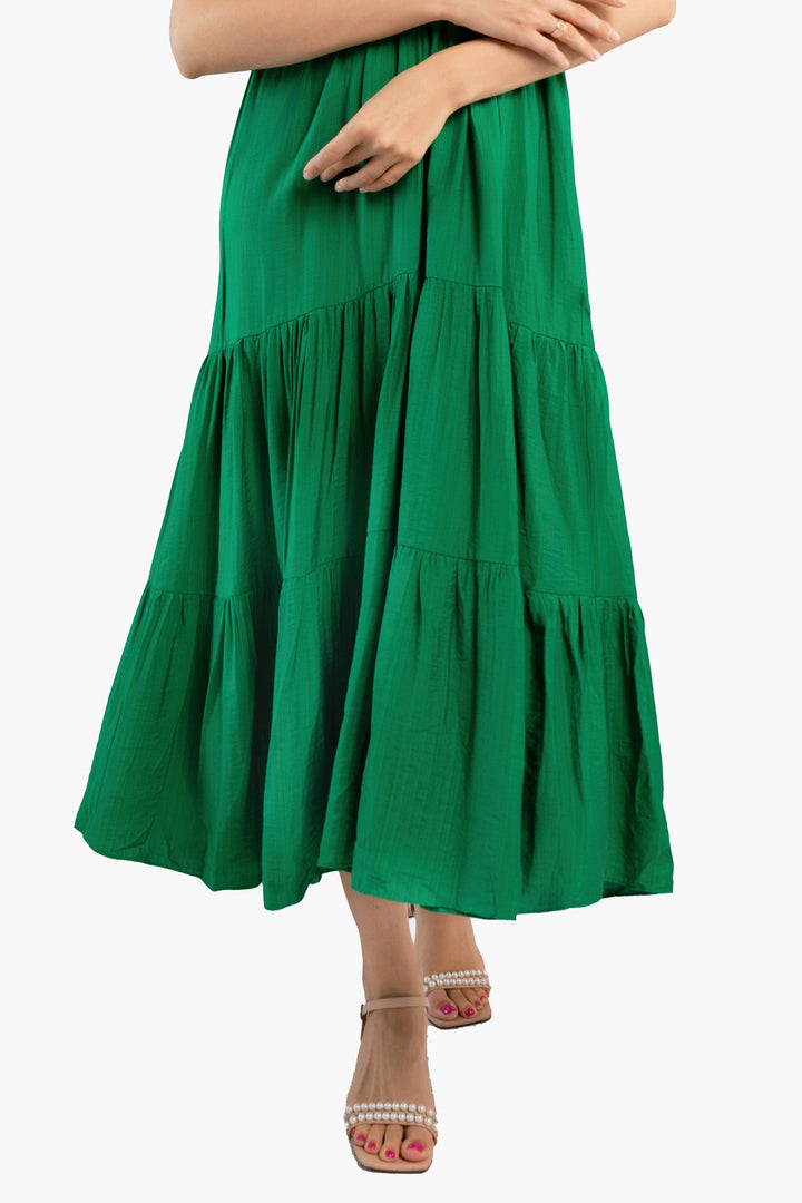 Midi Trapeze Dress-Green