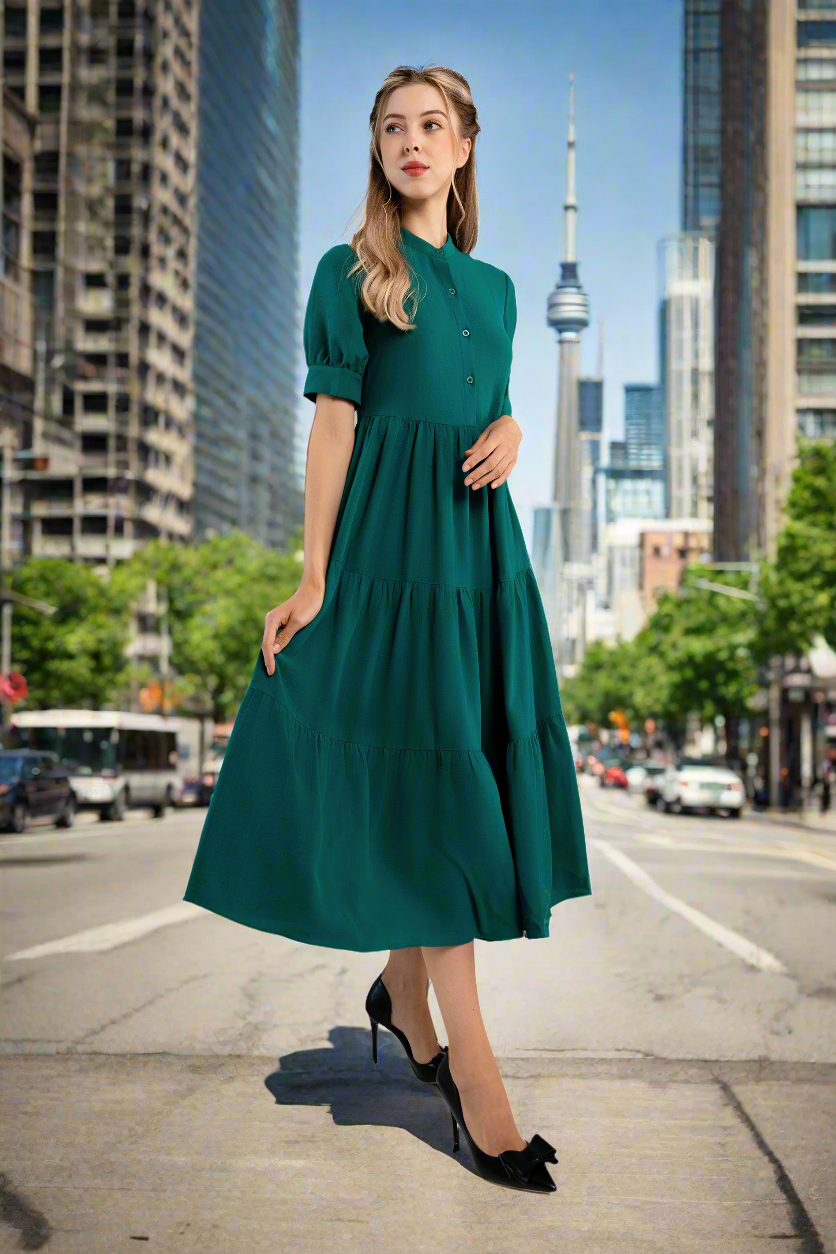 Midi Trends Woman Dress-Green