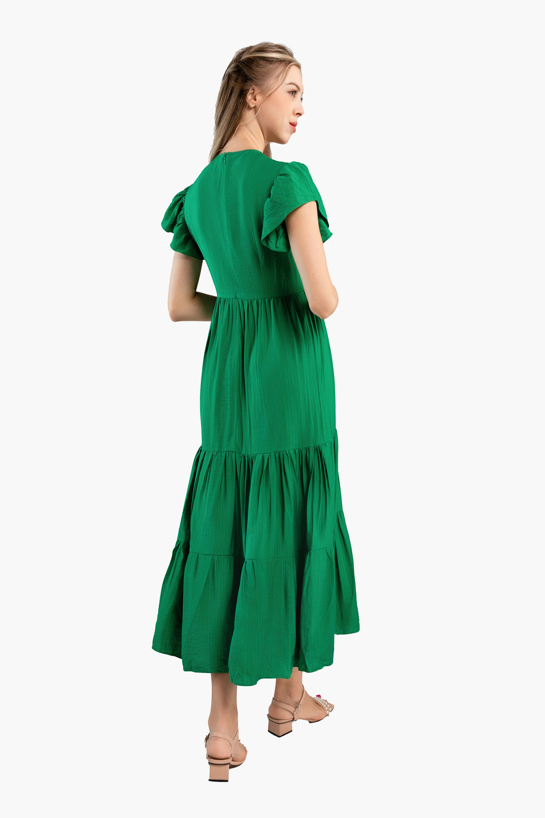 Midi Trapeze Dress-Green