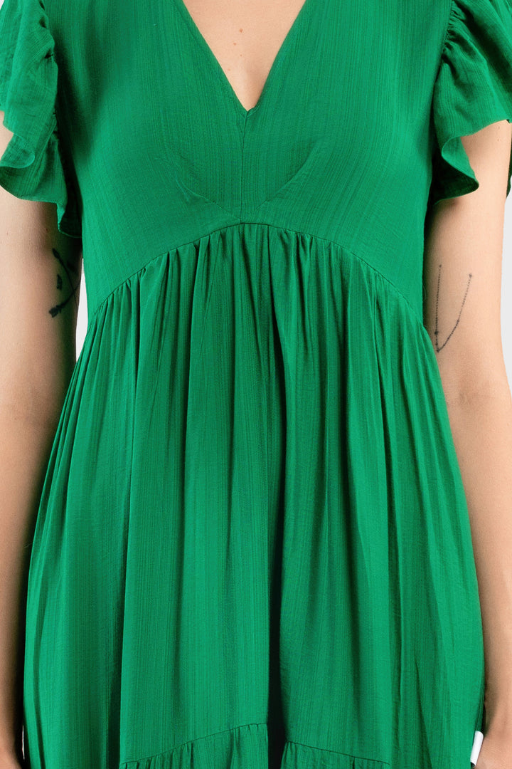 Midi Trapeze Dress-Green