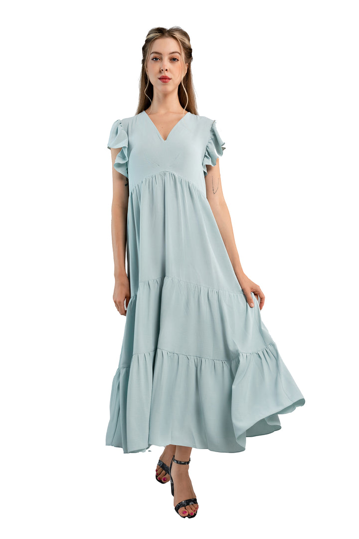 Midi Trapeze Dress-Light blue