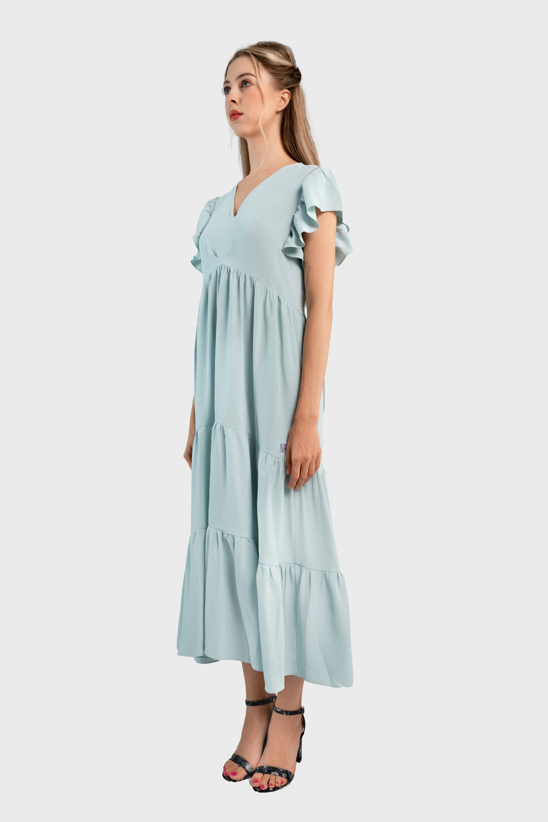 Midi Trapeze Dress-Light blue