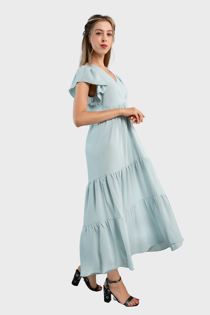 Midi Trapeze Dress-Light blue