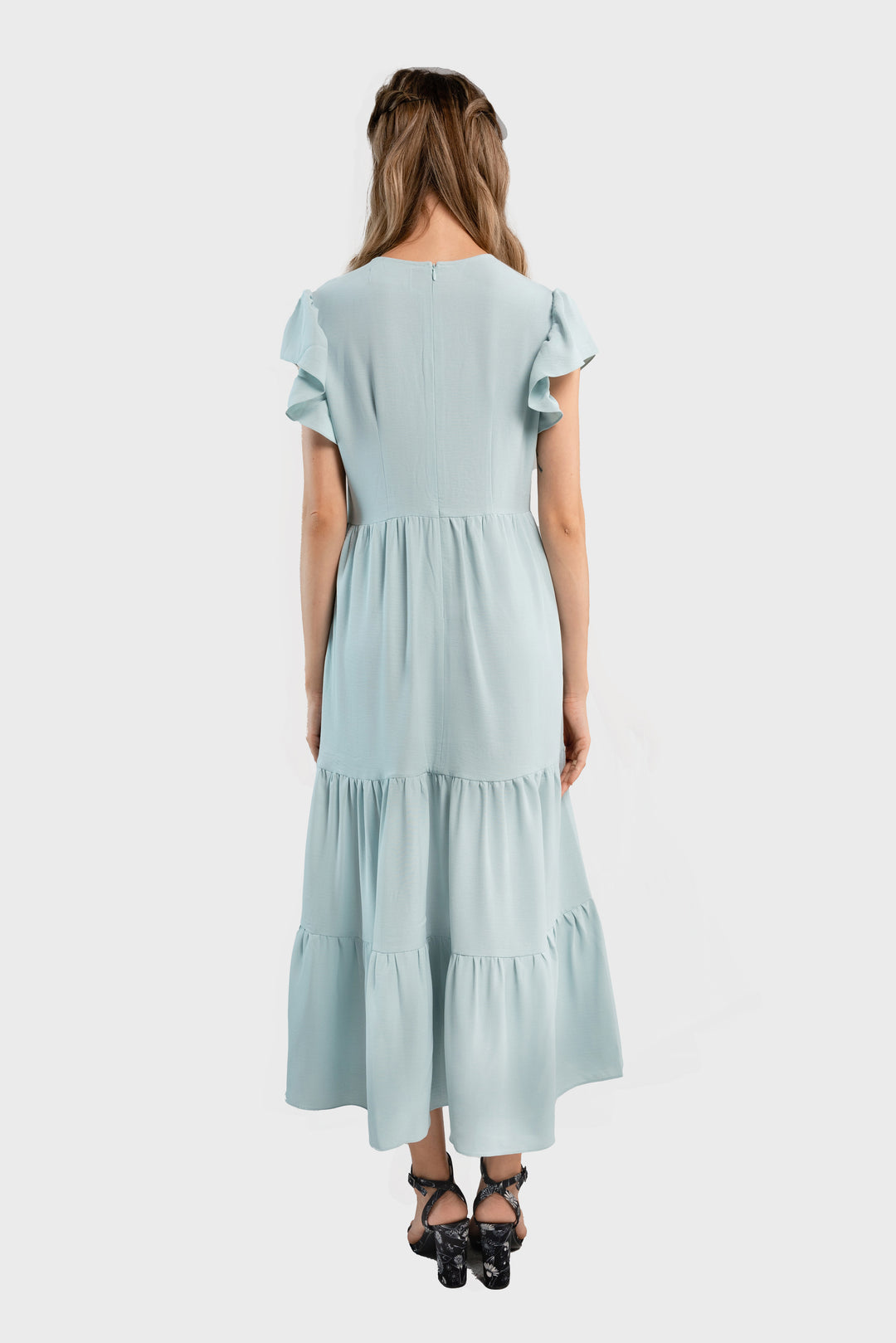 Midi Trapeze Dress-Light blue