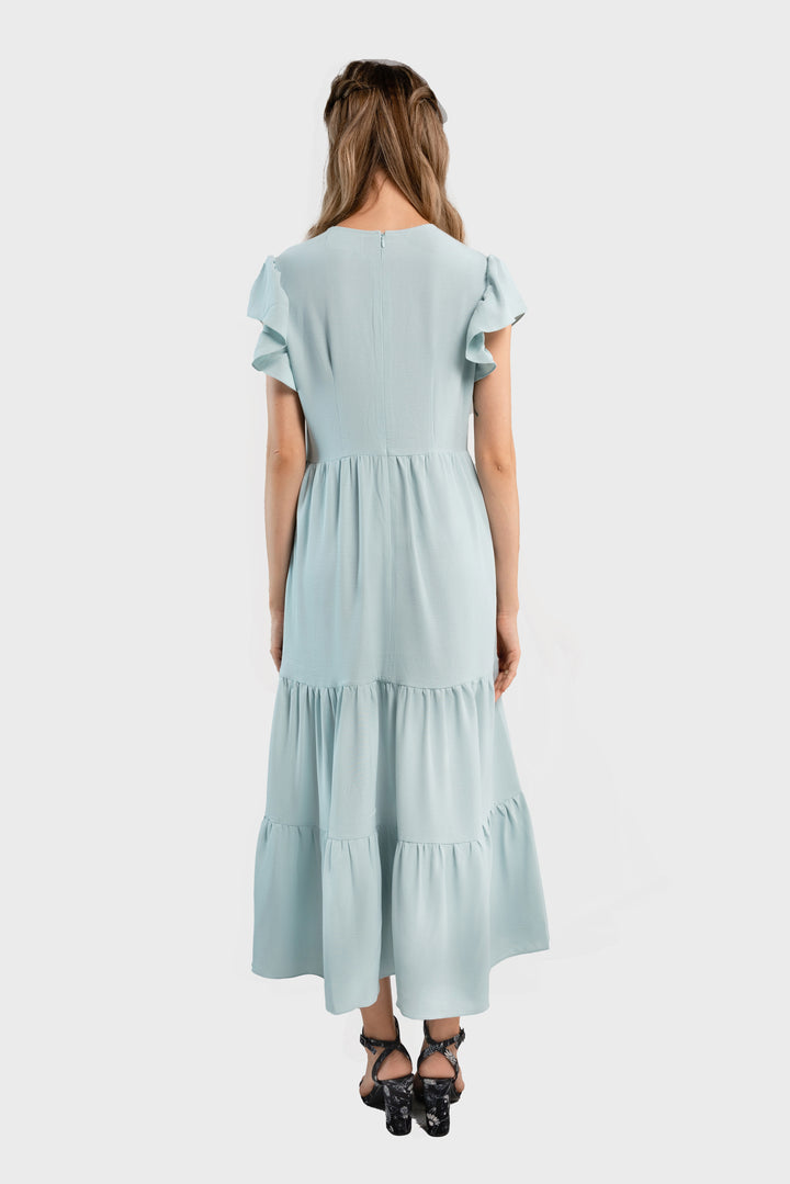Midi Trapeze Dress-Light blue