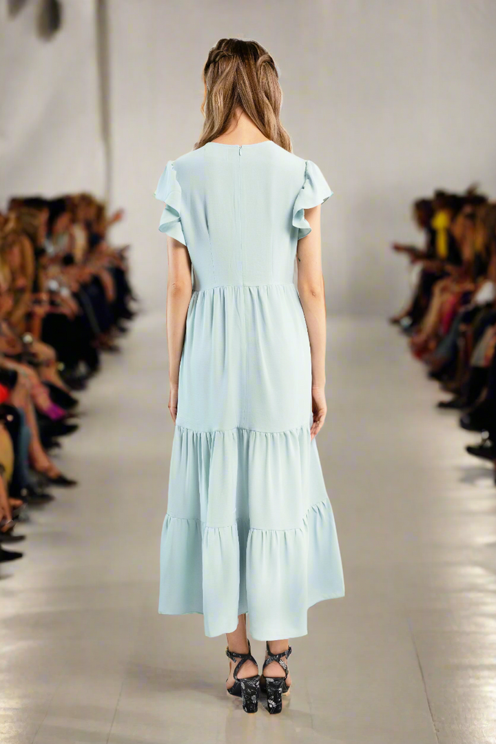 Midi Trapeze Dress-Light blue