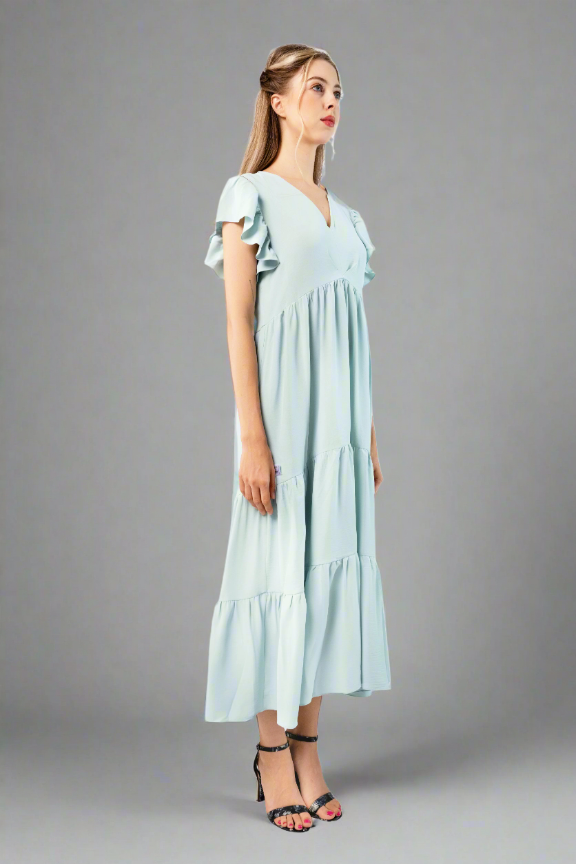 Midi Trapeze Dress-Light blue