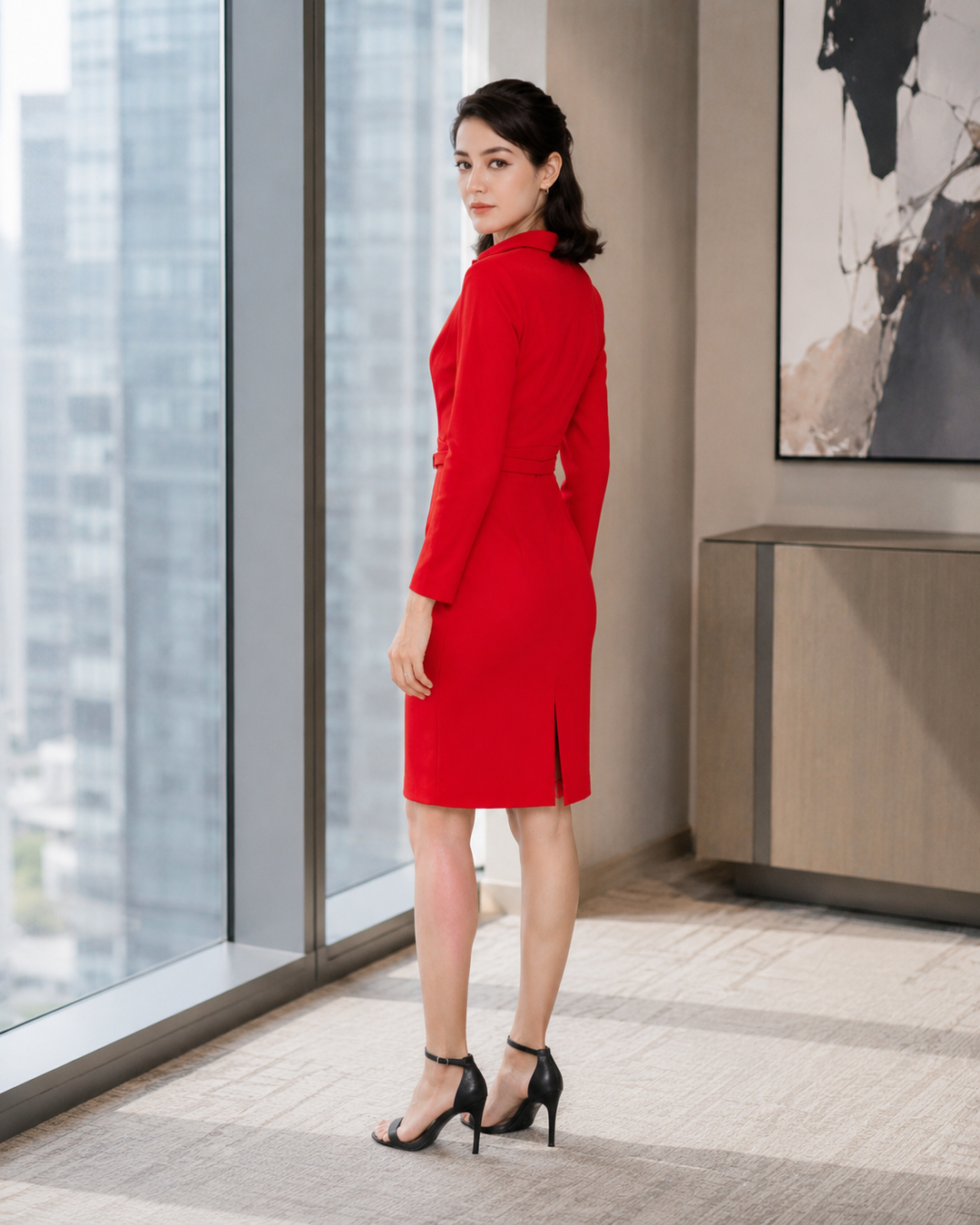 Midi Graceful Dress-Red