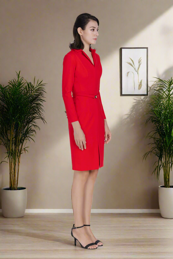 Midi Graceful Dress-Red