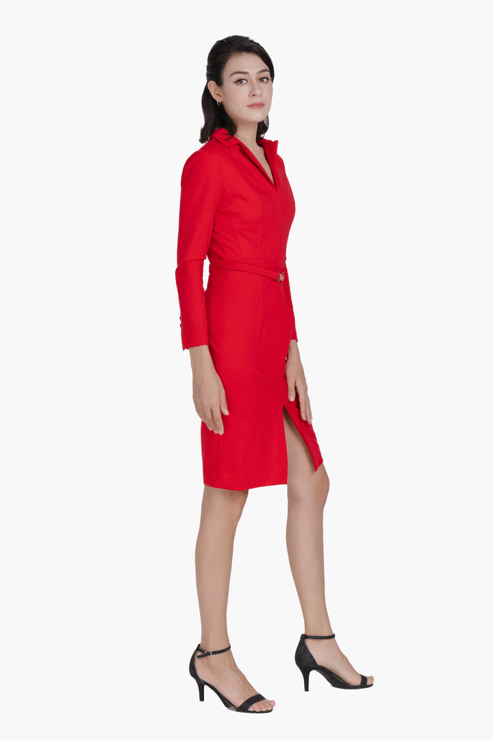 Midi Graceful Dress-Red