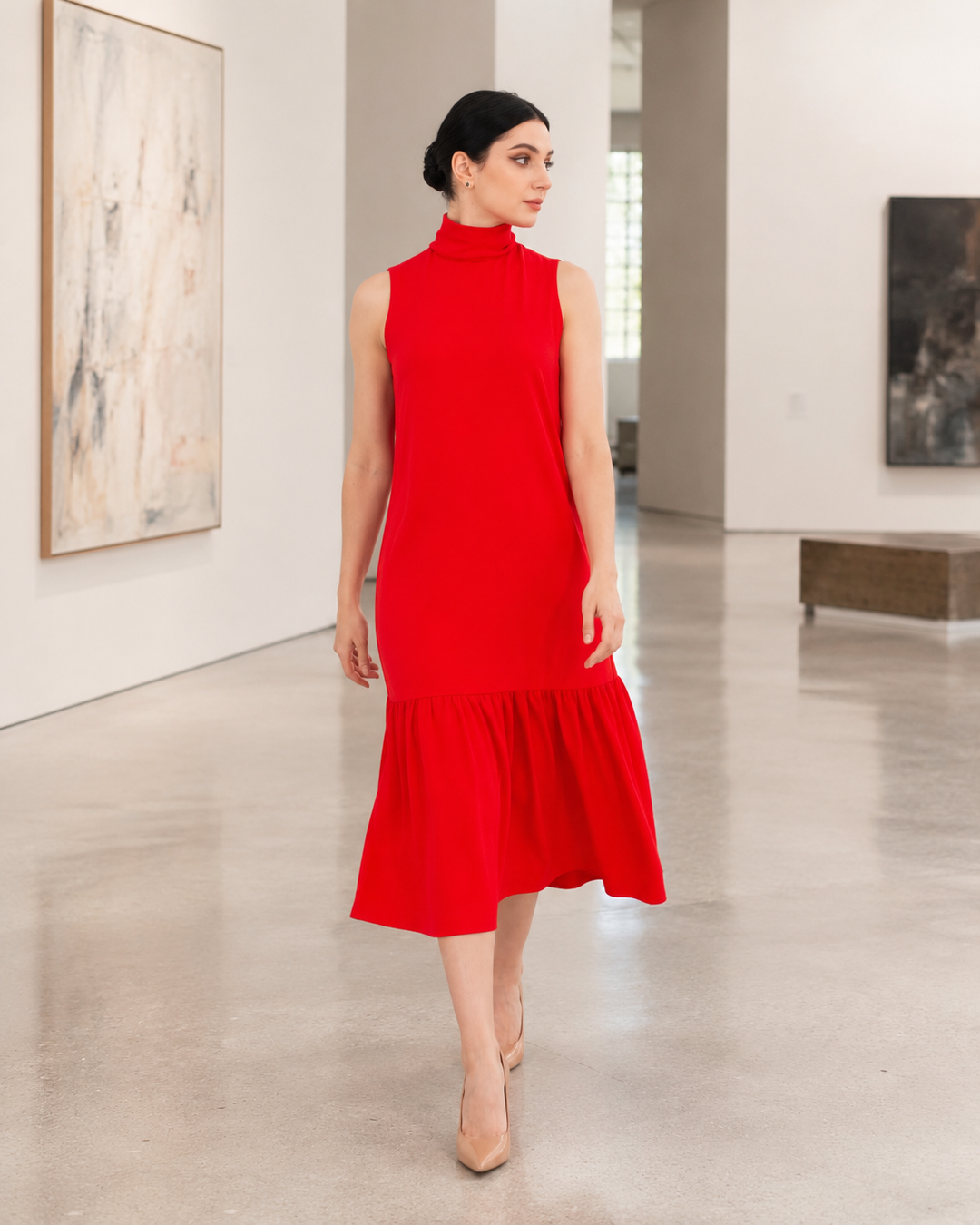 Tie neck Maxi dress with side pocket