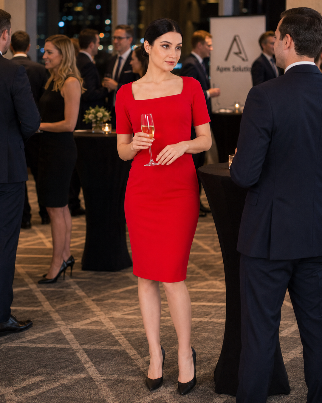 Red sheath dress