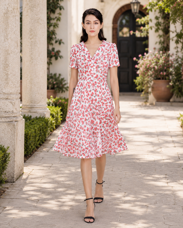 Rosalie Floral Fit-and-Flare Shirt Dress