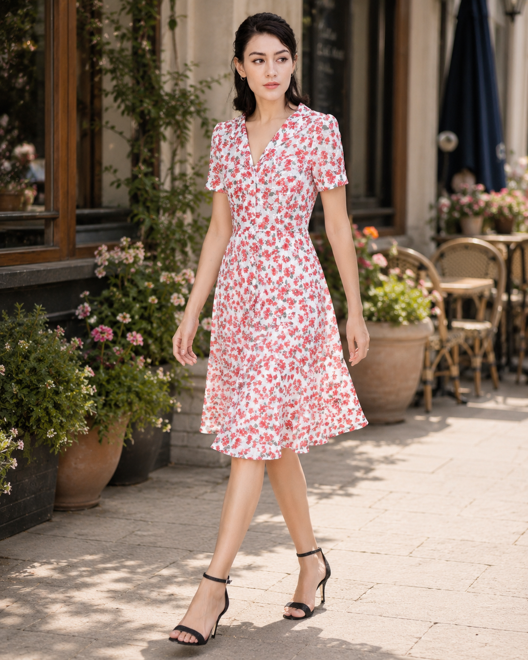 Rosalie Floral Fit-and-Flare Shirt Dress
