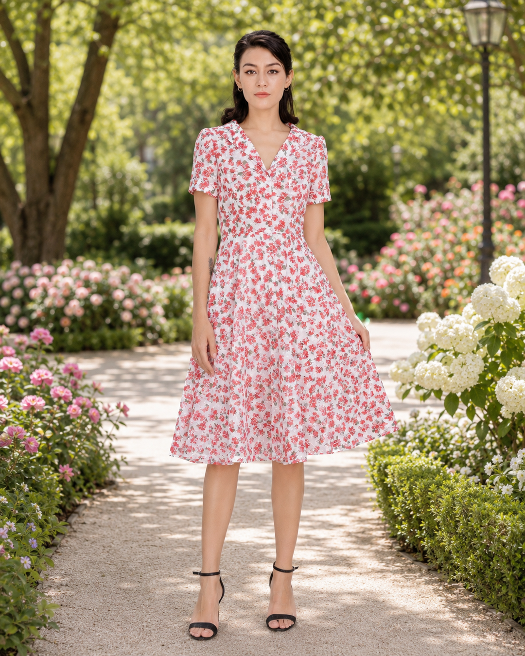 Rosalie Floral Fit-and-Flare Shirt Dress