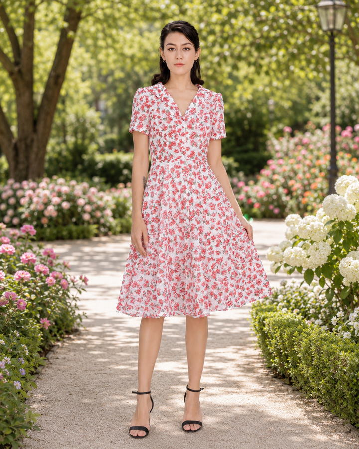 Rosalie Floral Fit-and-Flare Shirt Dress
