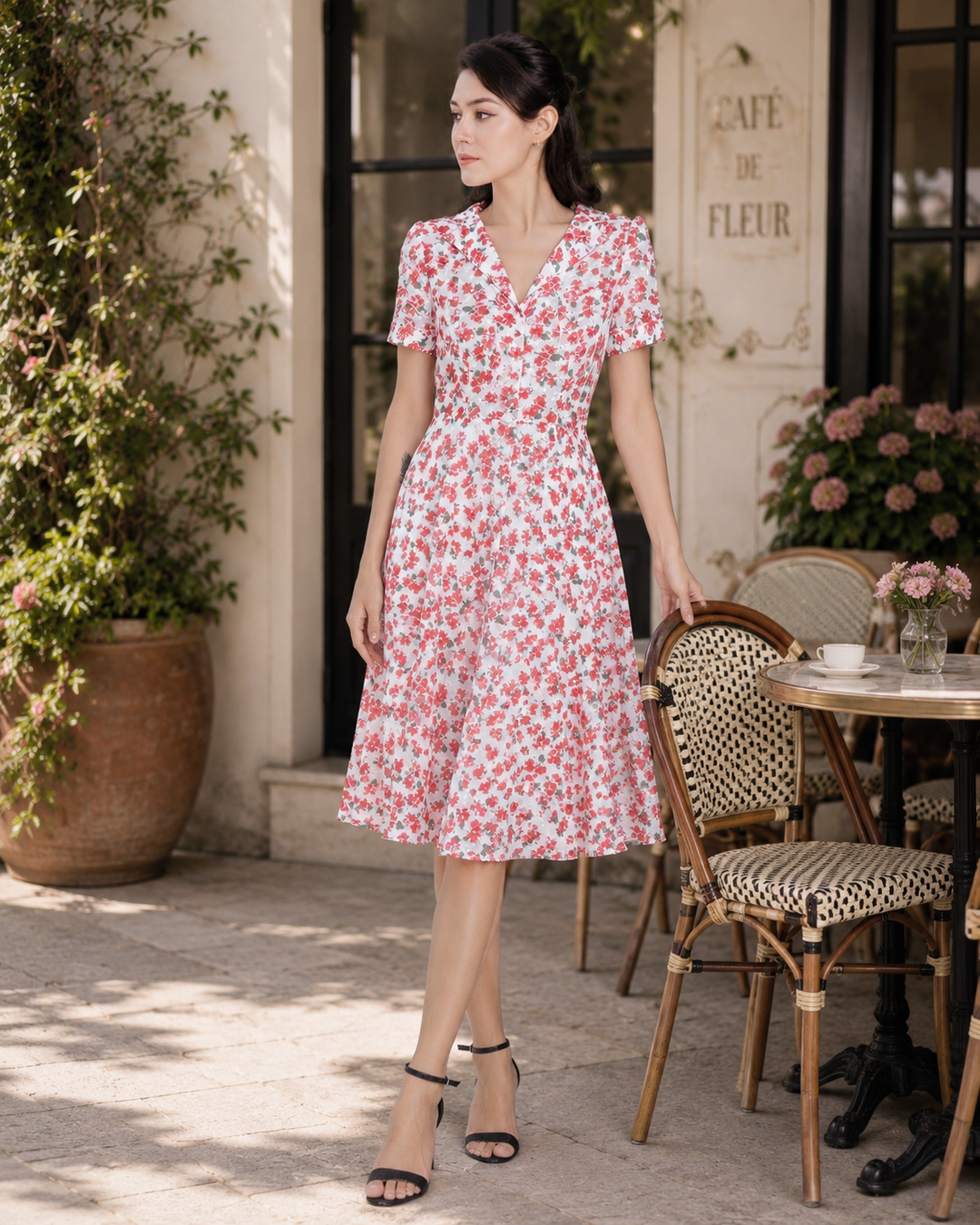 Rosalie Floral Fit-and-Flare Shirt Dress